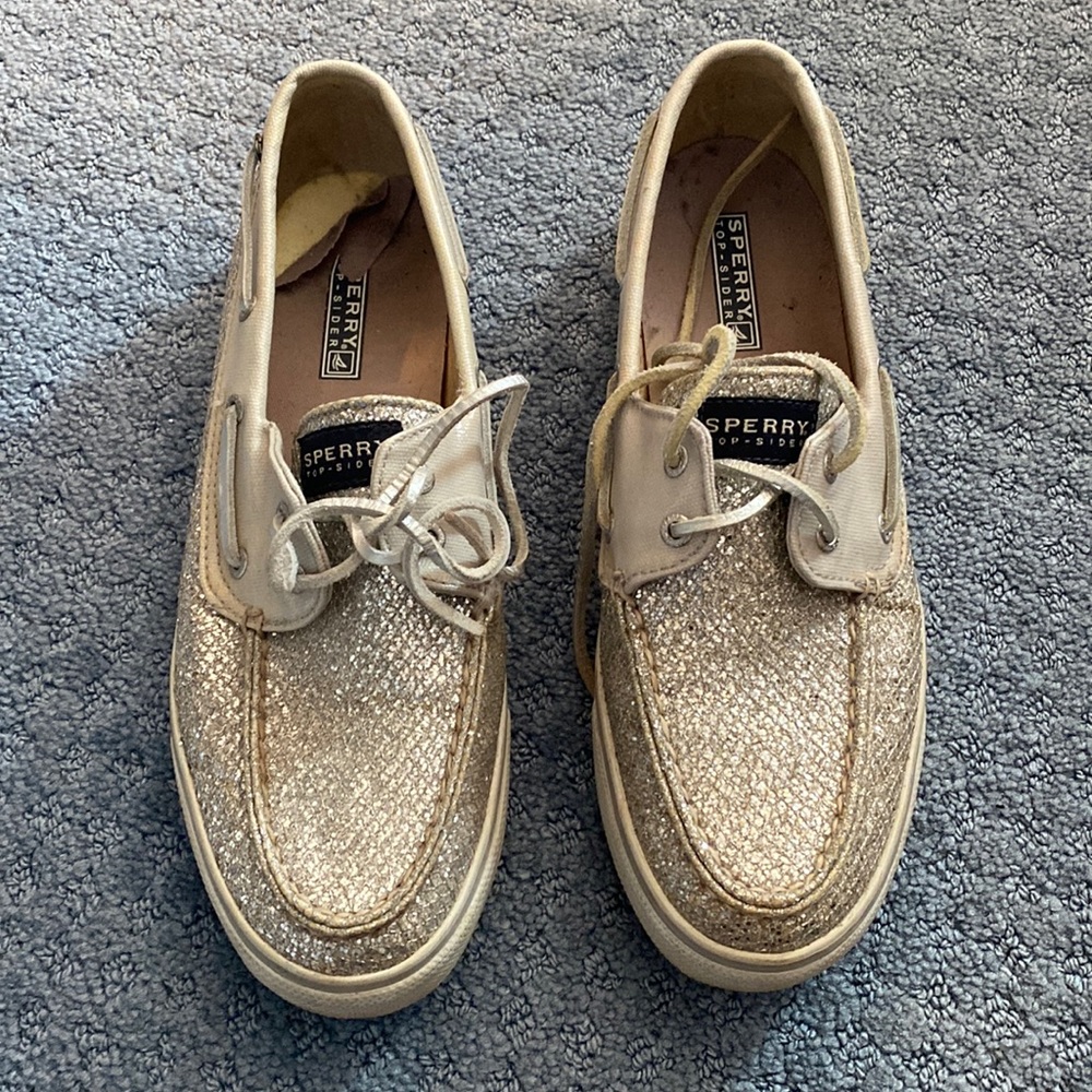 Sperry top-sider boat shoes silver sequins size 9.5M